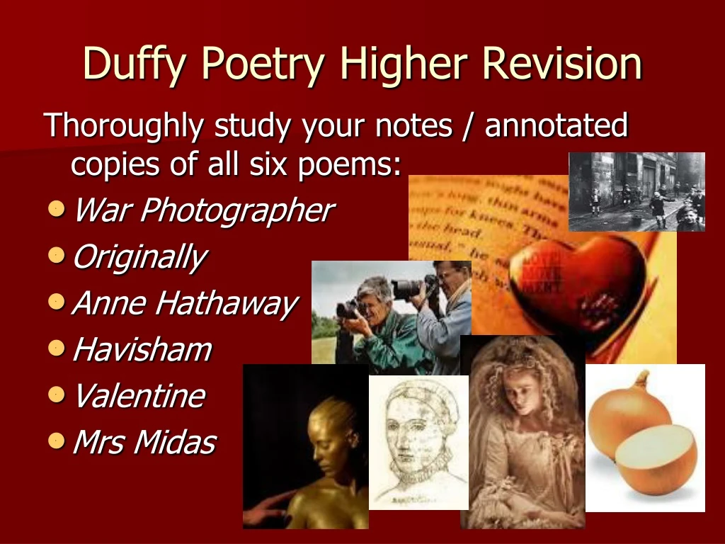 duffy poetry higher revision