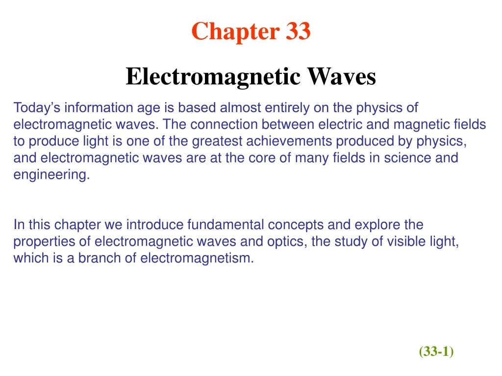 chapter 33 electromagnetic waves today