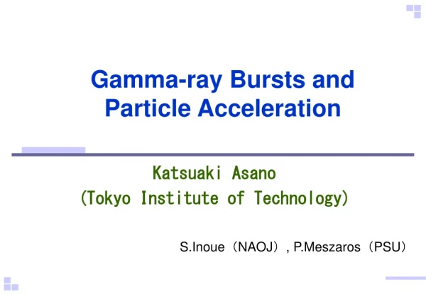 Gamma-ray Bursts and Particle Acceleration