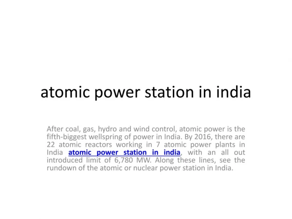 atomic power station in india
