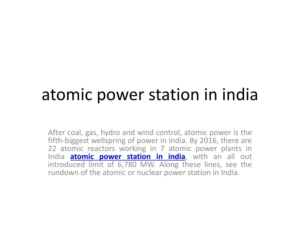 atomic power station in india