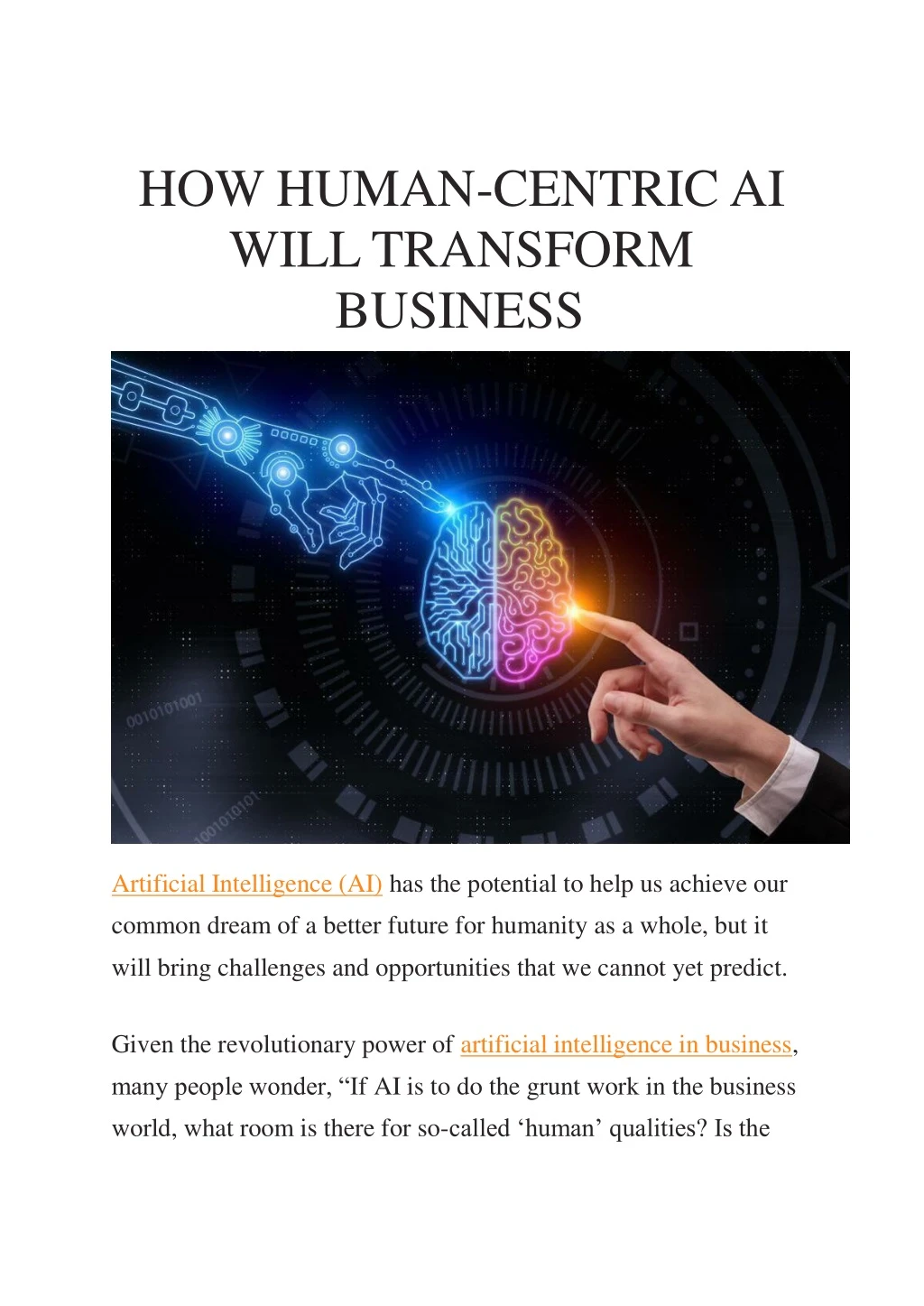 how human centric ai will transform business