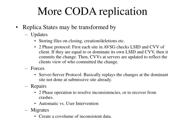 More CODA replication