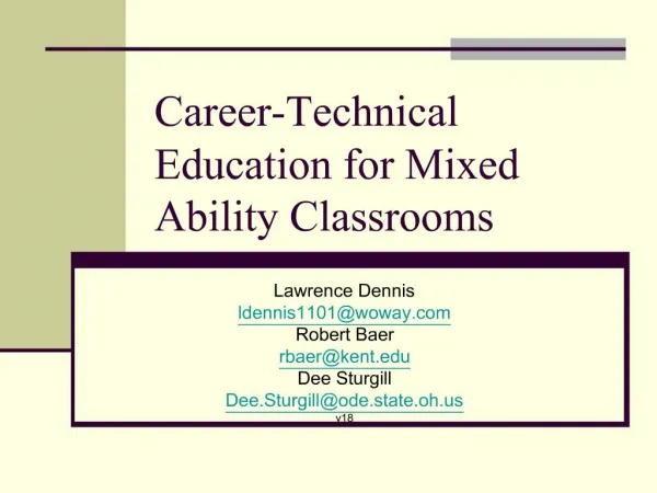 Career-Technical Education for Mixed Ability Classrooms
