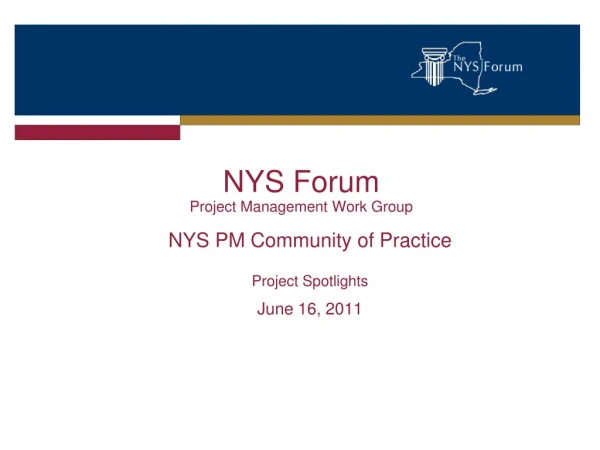 NYS Forum Project Management Work Group