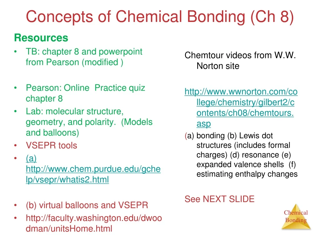 concepts of chemical bonding ch 8