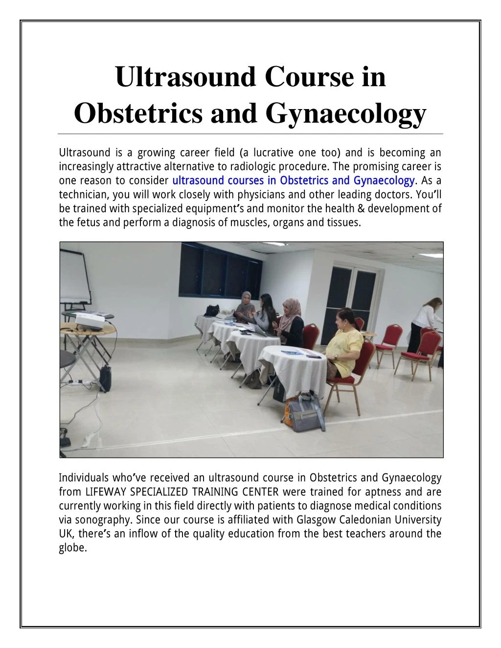 ultrasound course in obstetrics and gynaecology