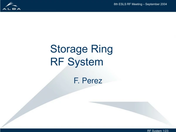 Storage Ring RF System