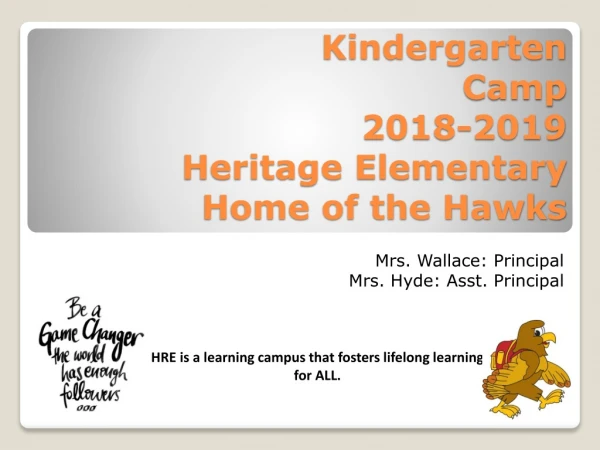 Kindergarten Camp 2018-2019 Heritage Elementary Home of the Hawks