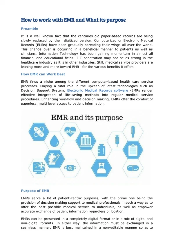 How to work with emr and what its purpose