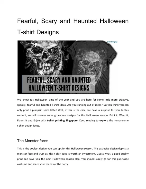 Fearful, Scary and Haunted Halloween T-shirt Designs