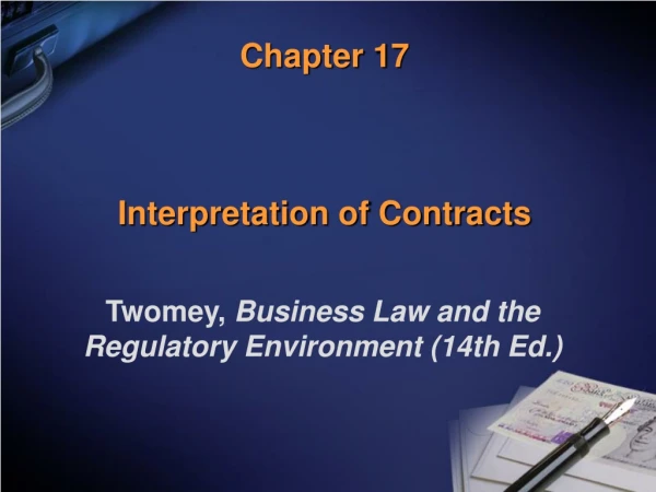 Chapter 17 Interpretation of Contracts