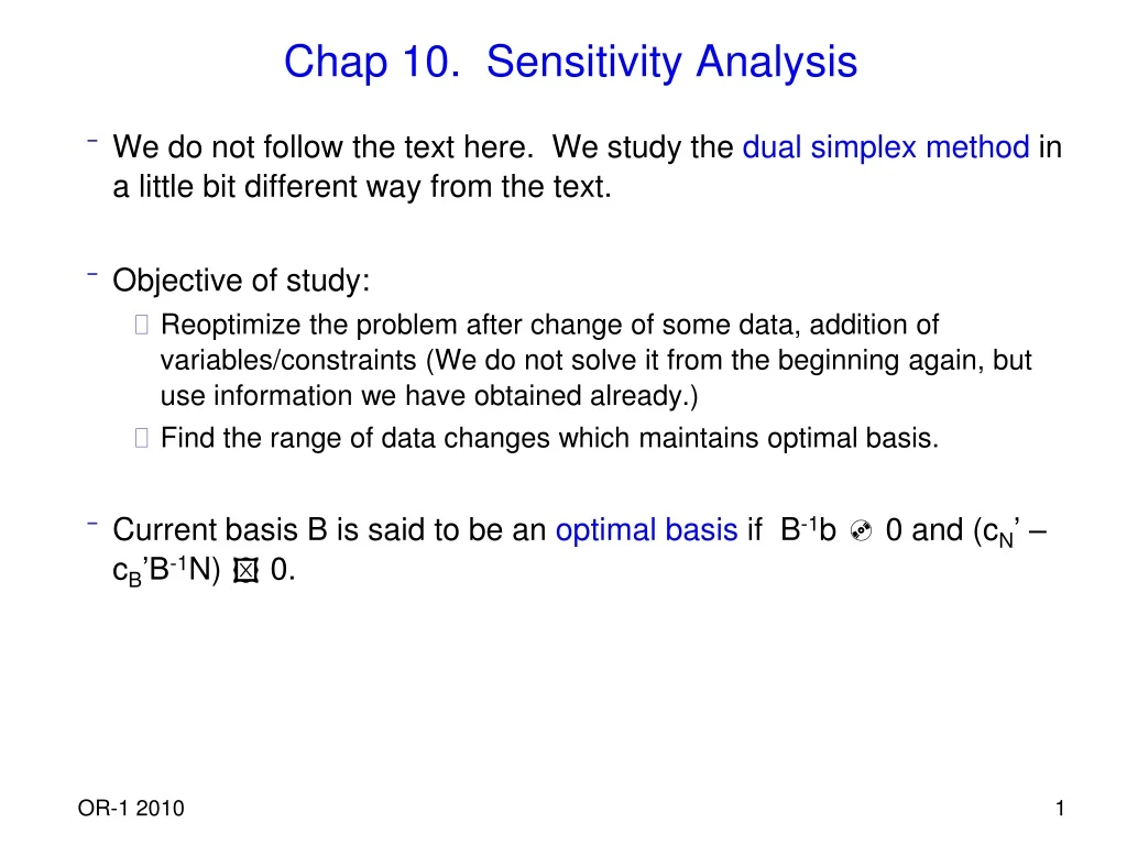 chap 10 sensitivity analysis