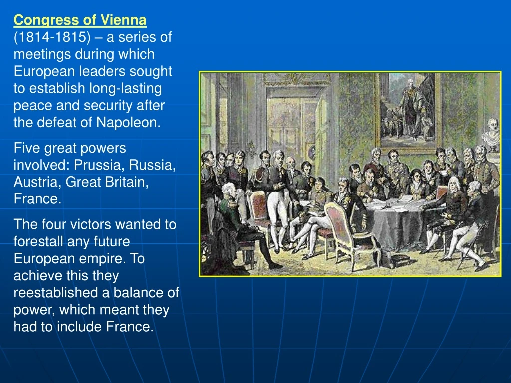 congress of vienna 1814 1815 a series of meetings
