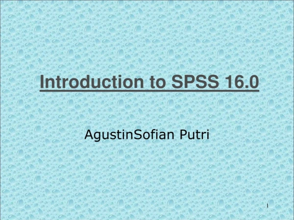 Introduction to SPSS 16.0