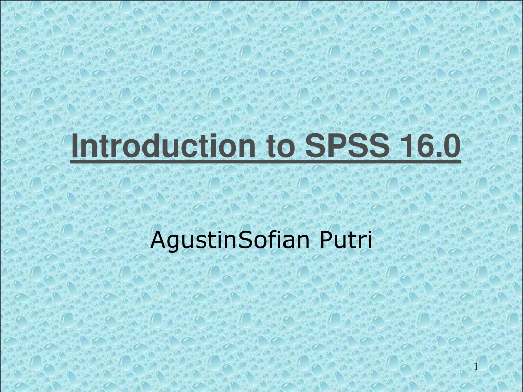 introduction to spss 16 0