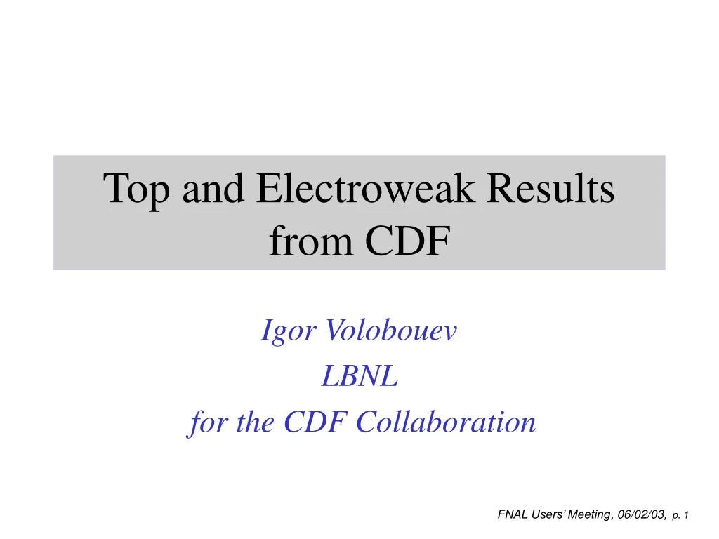 top and electroweak results from cdf