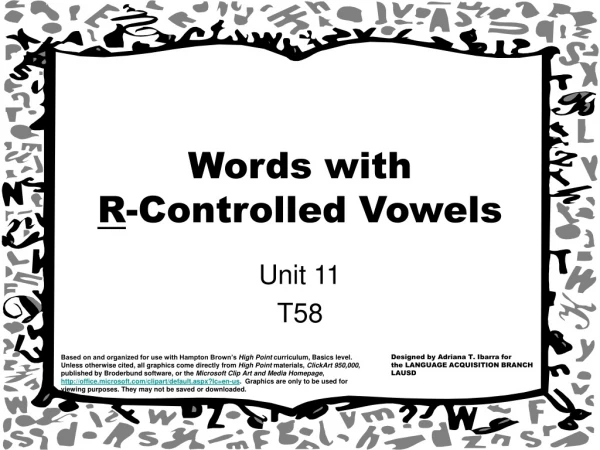 Words with R -Controlled Vowels