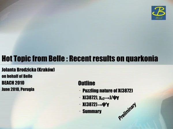 Hot Topic from Belle : Recent results on quarkonia