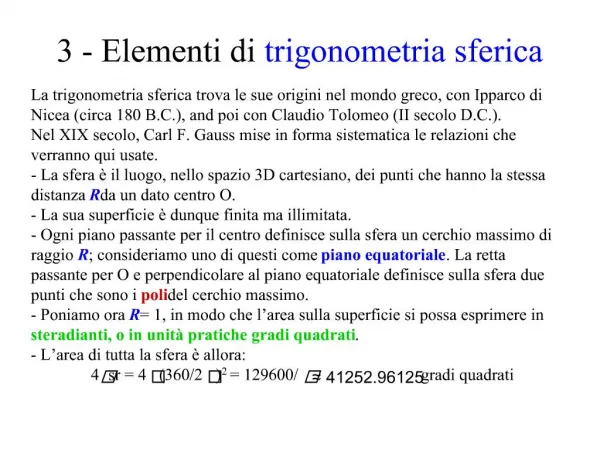 3 - Elementi di trigonometria sferica
