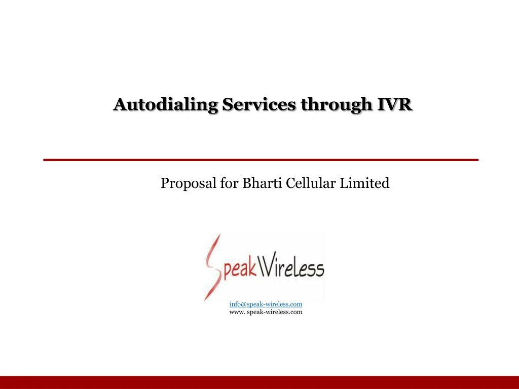 autodialing services through ivr