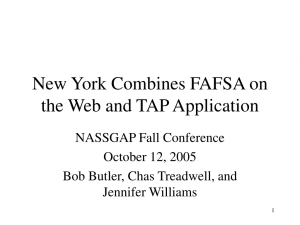 New York Combines FAFSA on the Web and TAP Application