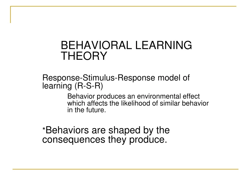 behavioral learning theory response stimulus