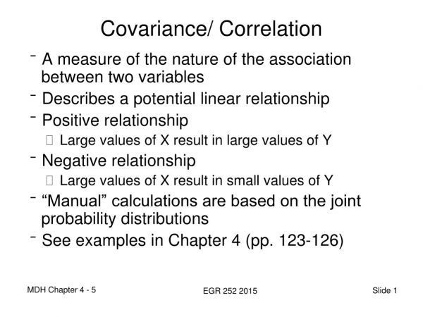 Covariance/ Correlation