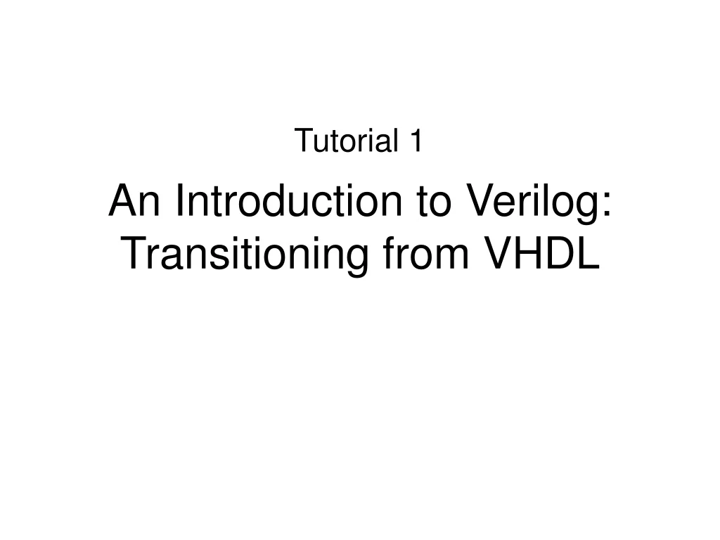 an introduction to verilog transitioning from vhdl