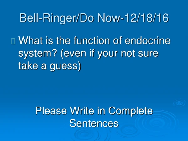Bell-Ringer/Do Now-12/18/16