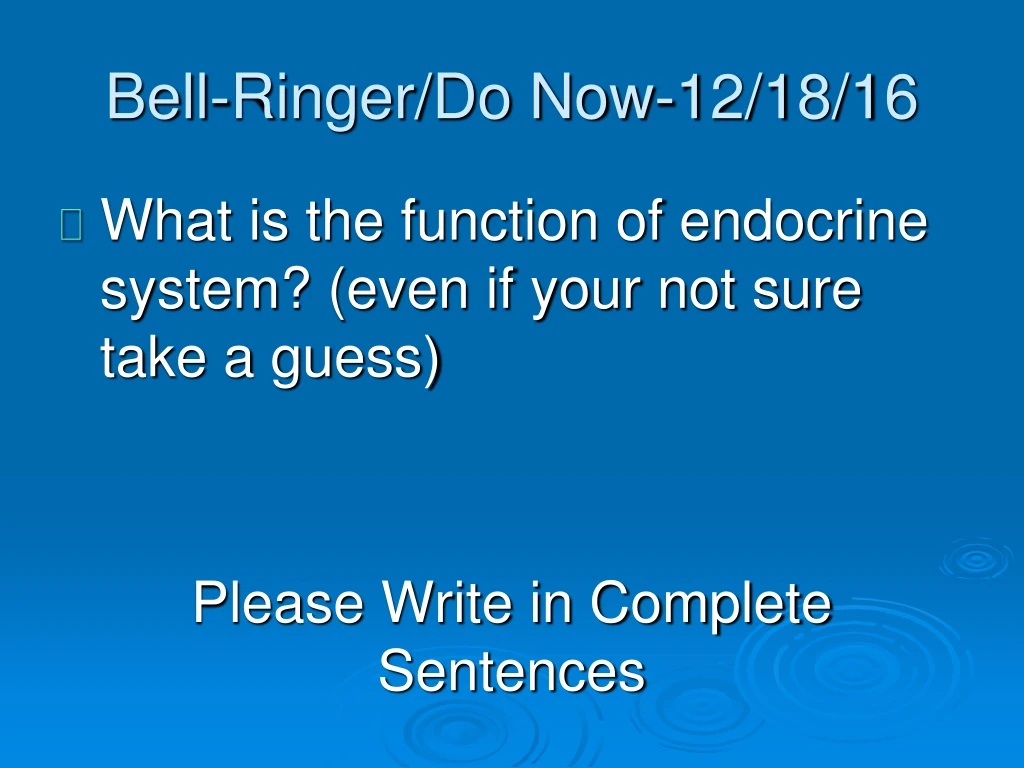 bell ringer do now 12 18 16