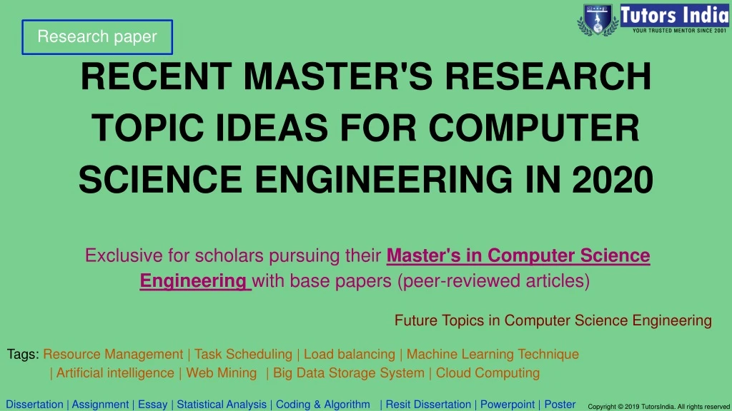 recent master s research topic ideas for computer science engineering in 2020