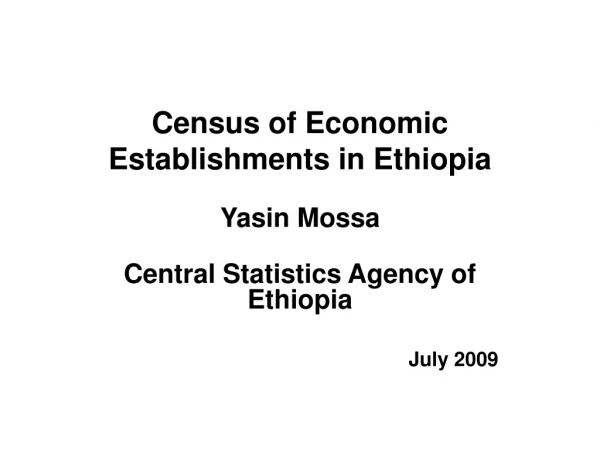 Census of Economic Establishments in Ethiopia