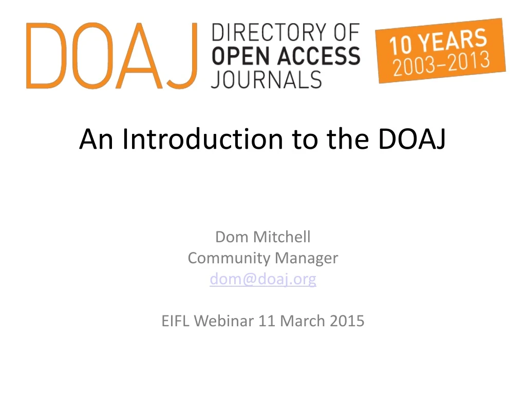 an introduction to the doaj
