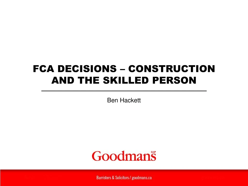 fca decisions construction and the skilled person