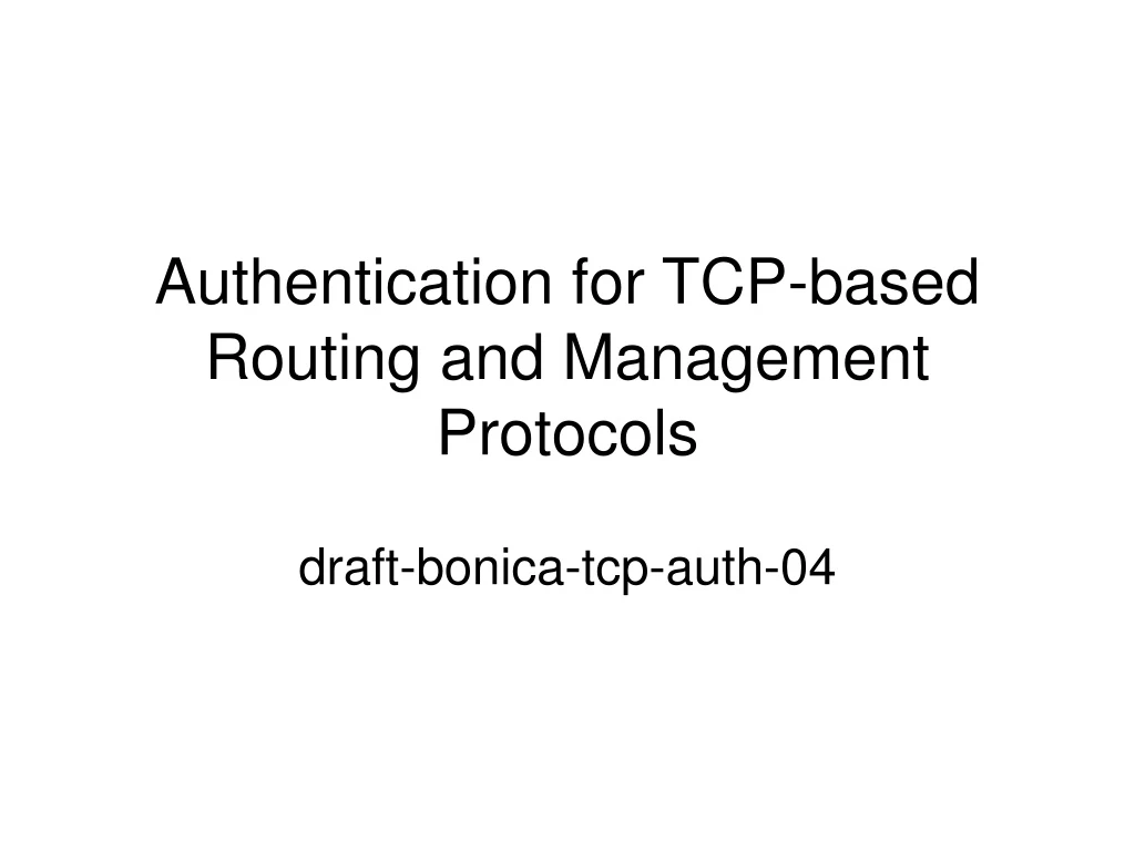 authentication for tcp based routing and management protocols