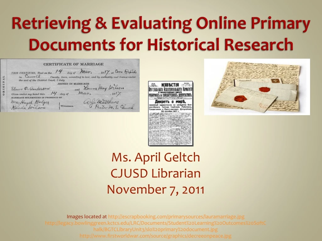retrieving evaluating online primary documents for historical research