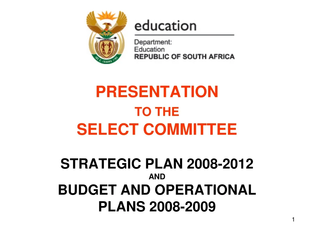 presentation to the select committee strategic