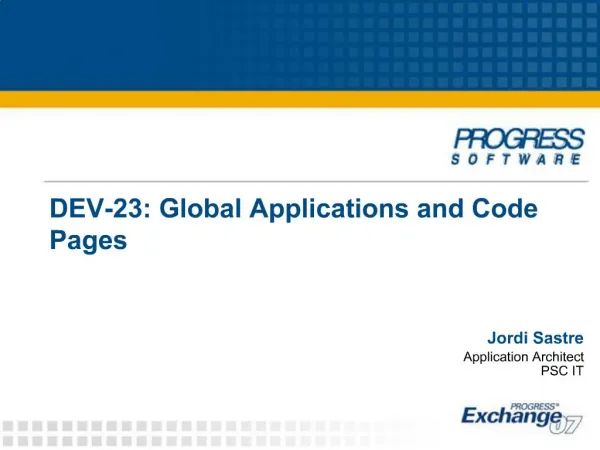 DEV-23: Global Applications and Code Pages