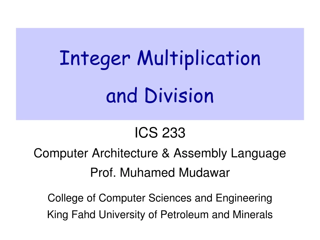 integer multiplication and division