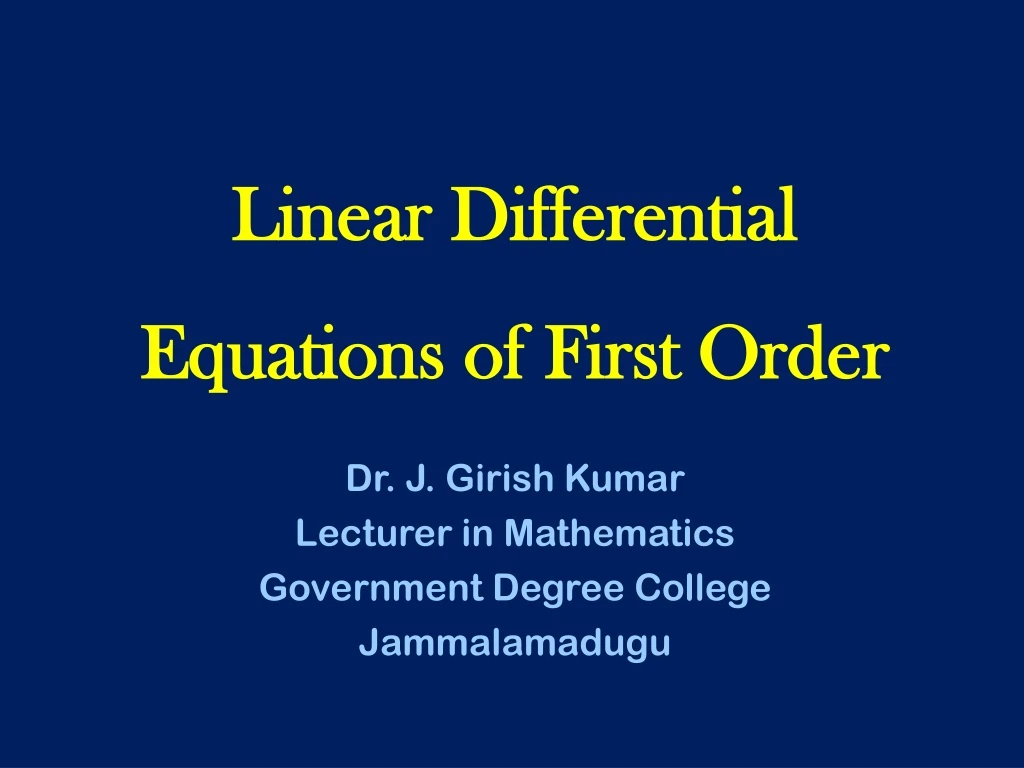 linear differential equations of first order
