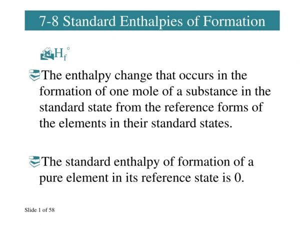 7-8 Standard Enthalpies of Formation