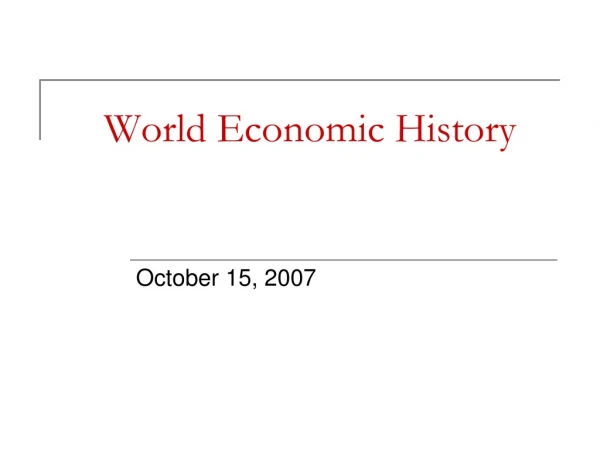 World Economic History