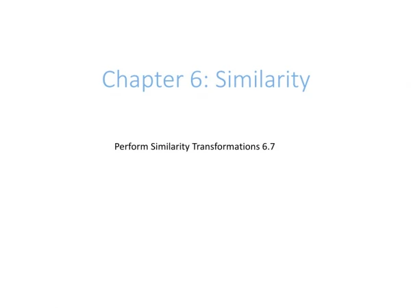 Chapter 6: Similarity