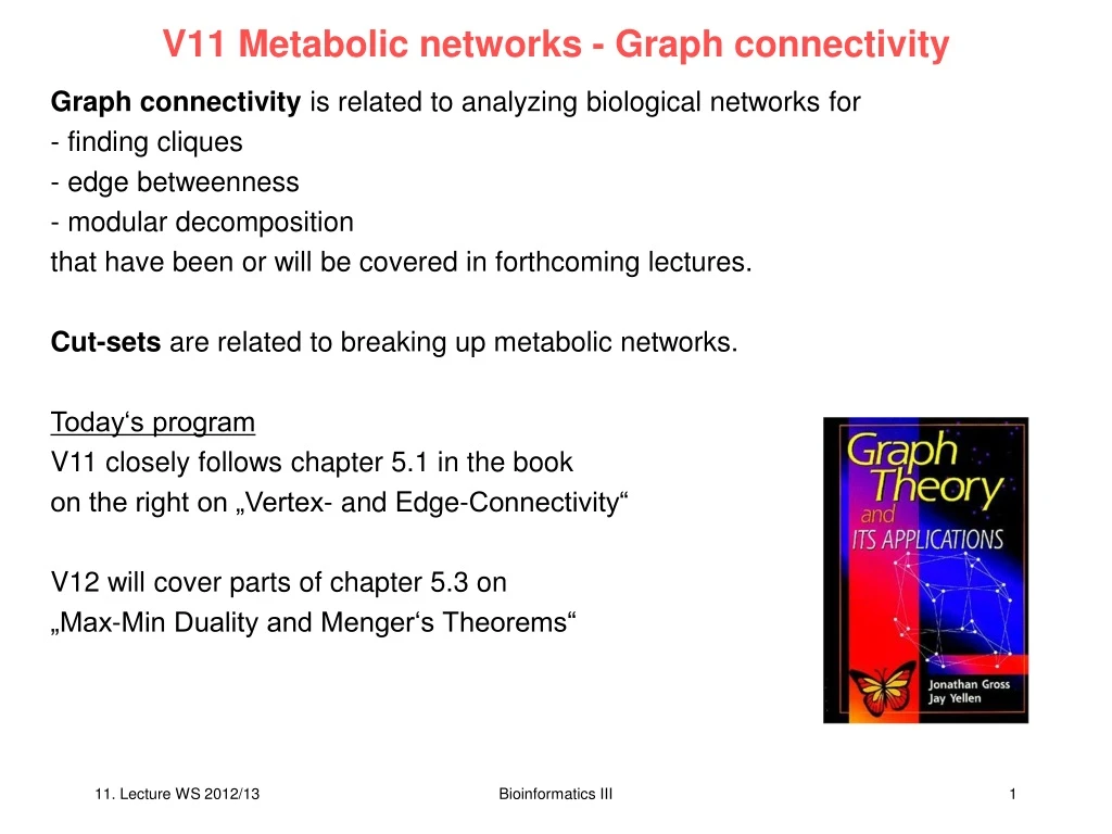 v11 metabolic networks graph connectivity