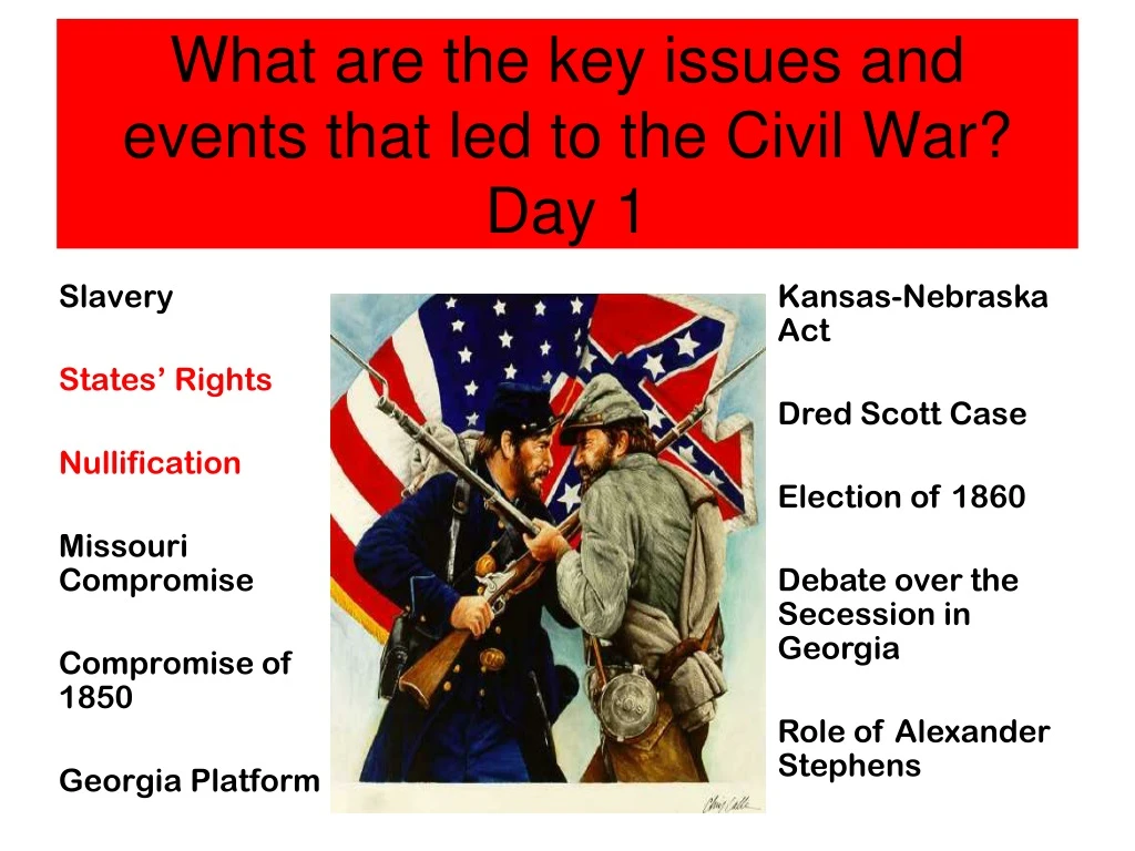 what are the key issues and events that led to the civil war day 1