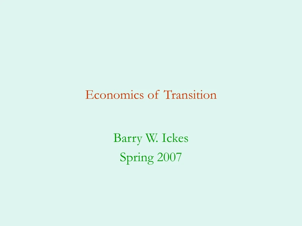 economics of transition