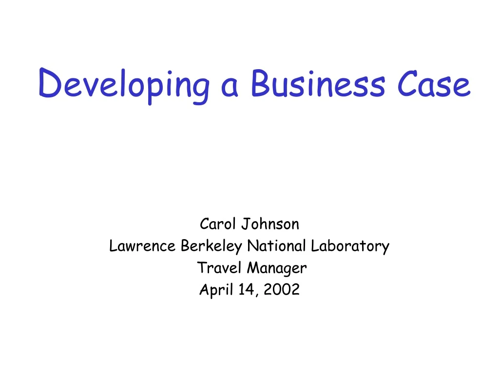 d eveloping a business case