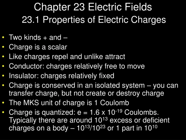 Chapter 23 Electric Fields