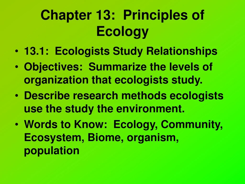 chapter 13 principles of ecology